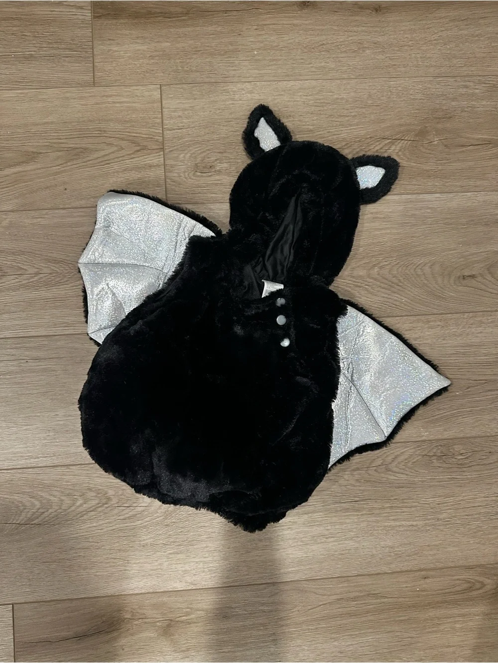 12-18M Kids Black Bat Costume with Shimmery Silver Wings